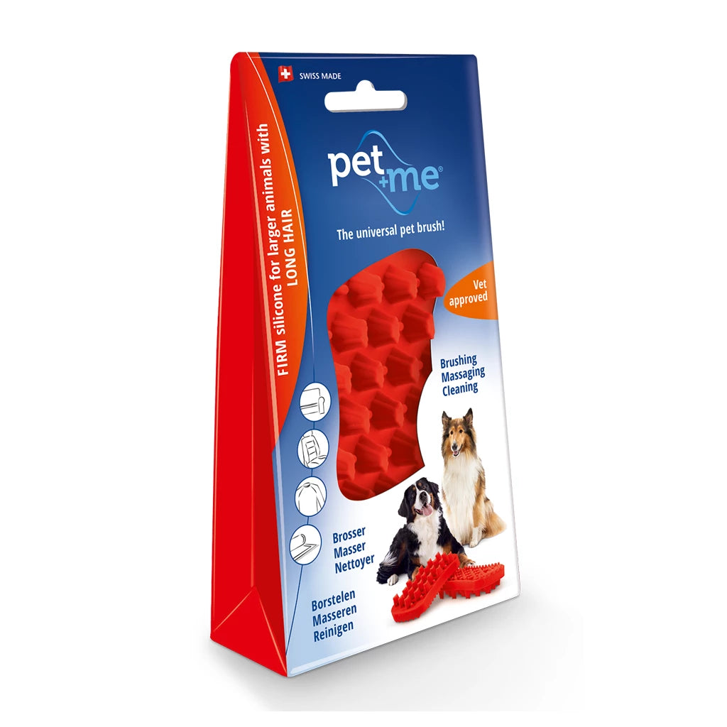 Pet + Me Langhaar Bürste Silikon rot